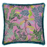 Brocart Decoratif Embroidered Cerise Cotton Cushion by Designers Guild